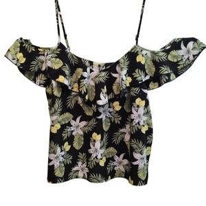 SHEIN‎ CURVE - Tropical Floral Off-Shoulder Ruffle Top with Straps, SummerDress